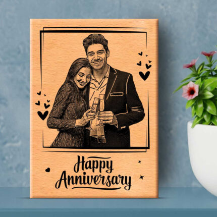 Customized Couple Engraved wooden photo frame (Rectangular shape)