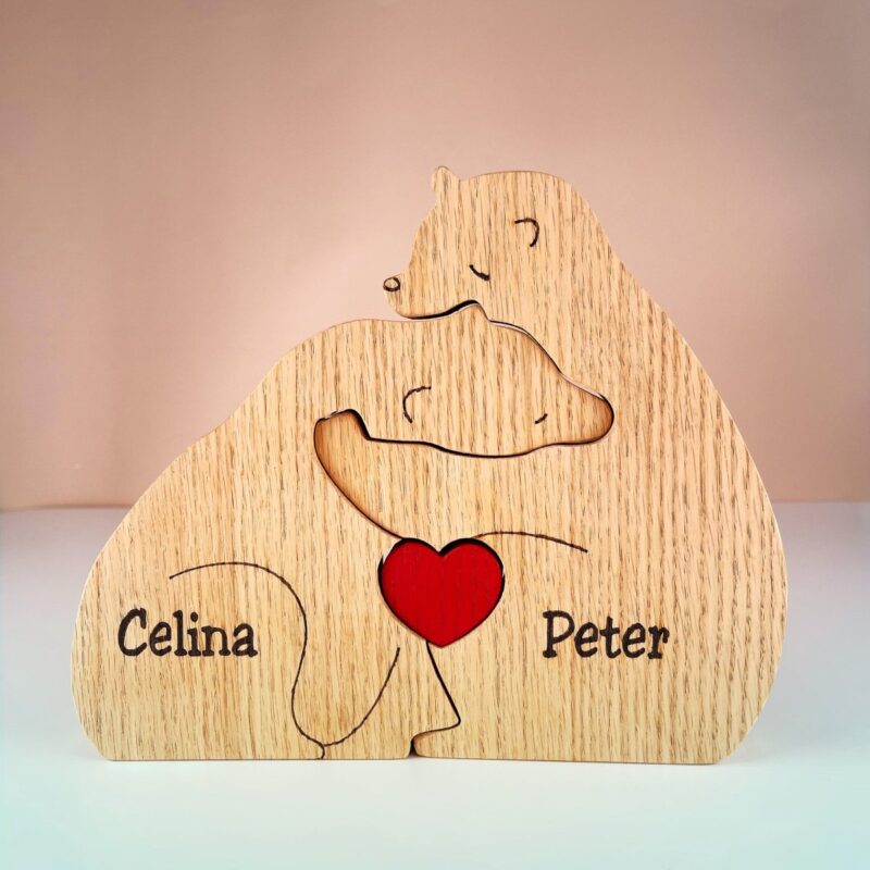 Personalized Wooden Bear Family Puzzle with their names