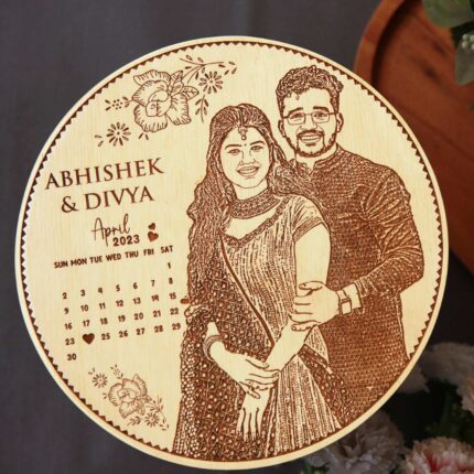 Personalized Engraved Wood Frame with Couple Photo & Special Date | Romantic Gift for Valentine’s Day & Anniversaries 6 inch